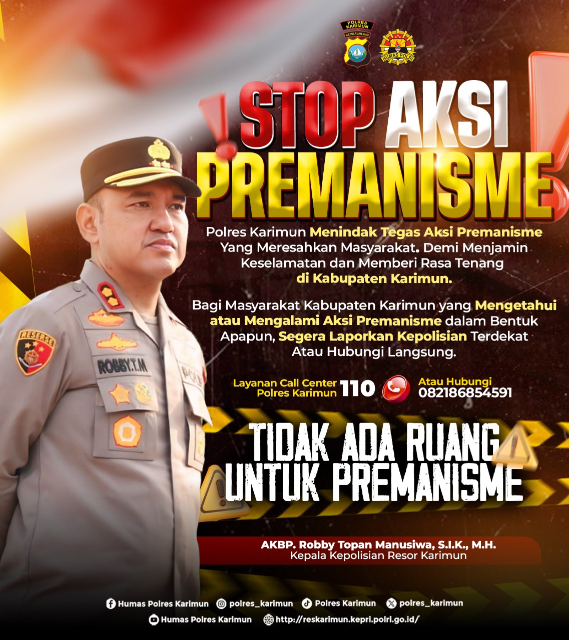 Kapolres Karimun: Tindak Tegas, Tidak Ada Ruang Aksi Premanisme Berkedok Ormas