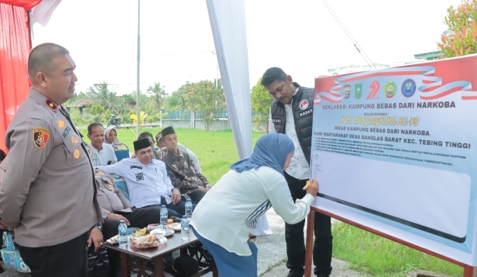 Hari Bhayangkara Ke-79, Polres Meranti Deklarasi Kampung Bebas Narkoba